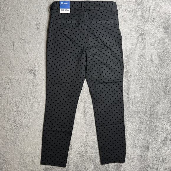 Old Navy Pixie Skinny High Rise Secret Pockets NWT Sz 8 Black Velvet Polka Dot - Picture 3 of 10